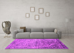 Machine Washable Oriental Pink Industrial Rug in a Living Room, wshurb2090pnk