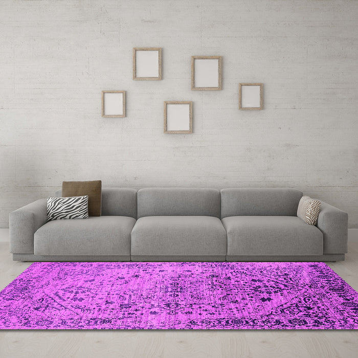 Machine Washable Oriental Pink Industrial Rug in a Living Room, wshurb2090pnk