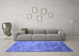 Machine Washable Oriental Blue Industrial Rug in a Living Room, wshurb2090blu
