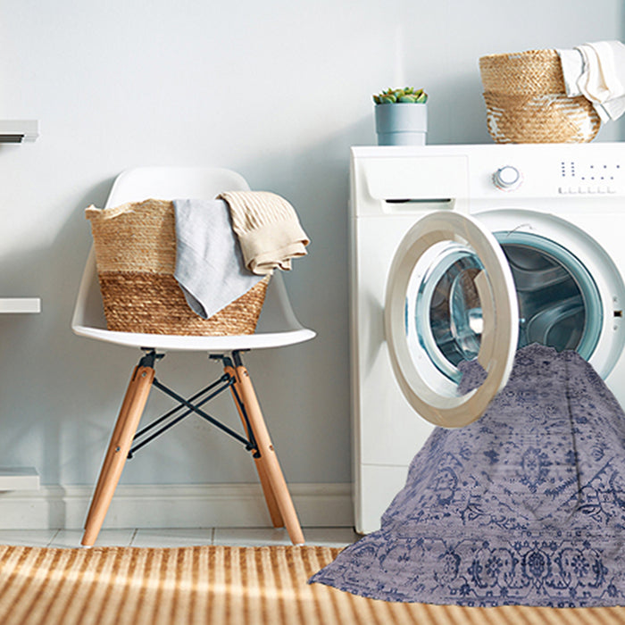Machine Washable Industrial Modern Wisteria Purple Rug in a Washing Machine, wshurb2090