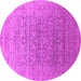 Round Machine Washable Oriental Pink Industrial Rug, wshurb2091pnk