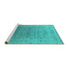 Sideview of Machine Washable Oriental Turquoise Industrial Area Rugs, wshurb2091turq