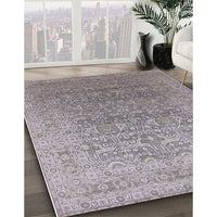 Mid-Century Modern Silver Pink Oriental Rug, urb2091