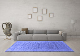 Machine Washable Oriental Blue Industrial Rug in a Living Room, wshurb2091blu