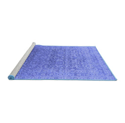 Sideview of Machine Washable Oriental Blue Industrial Rug, wshurb2091blu