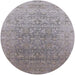 Round Mid-Century Modern Silver Pink Oriental Rug, urb2091