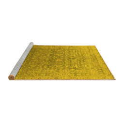 Sideview of Machine Washable Oriental Yellow Industrial Rug, wshurb2091yw
