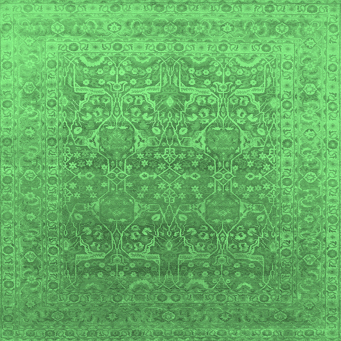 Square Machine Washable Oriental Emerald Green Industrial Area Rugs, wshurb2091emgrn