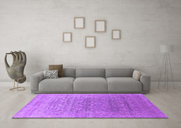 Machine Washable Oriental Purple Industrial Area Rugs in a Living Room, wshurb2091pur