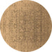 Round Oriental Brown Industrial Rug, urb2091brn