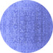 Round Oriental Blue Industrial Rug, urb2091blu