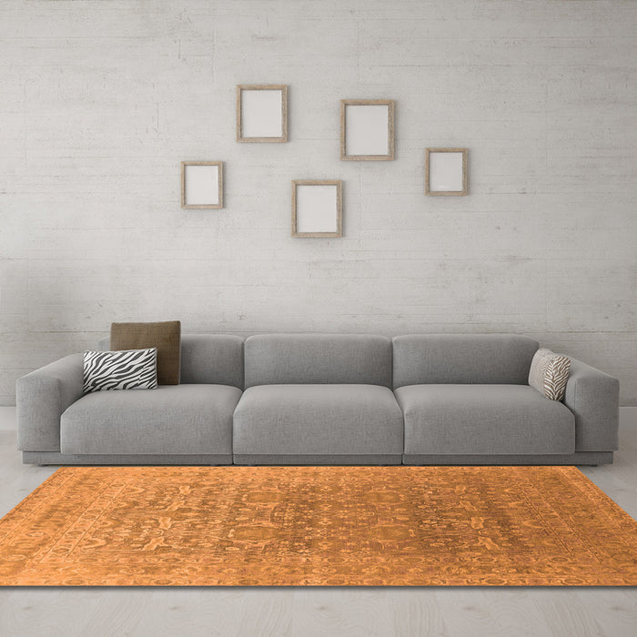 Machine Washable Oriental Orange Industrial Area Rugs in a Living Room, wshurb2091org