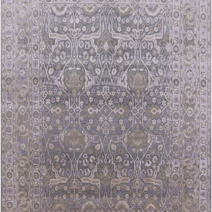 Mid-Century Modern Silver Pink Oriental Rug, urb2091
