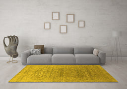 Machine Washable Oriental Yellow Industrial Rug in a Living Room, wshurb2091yw