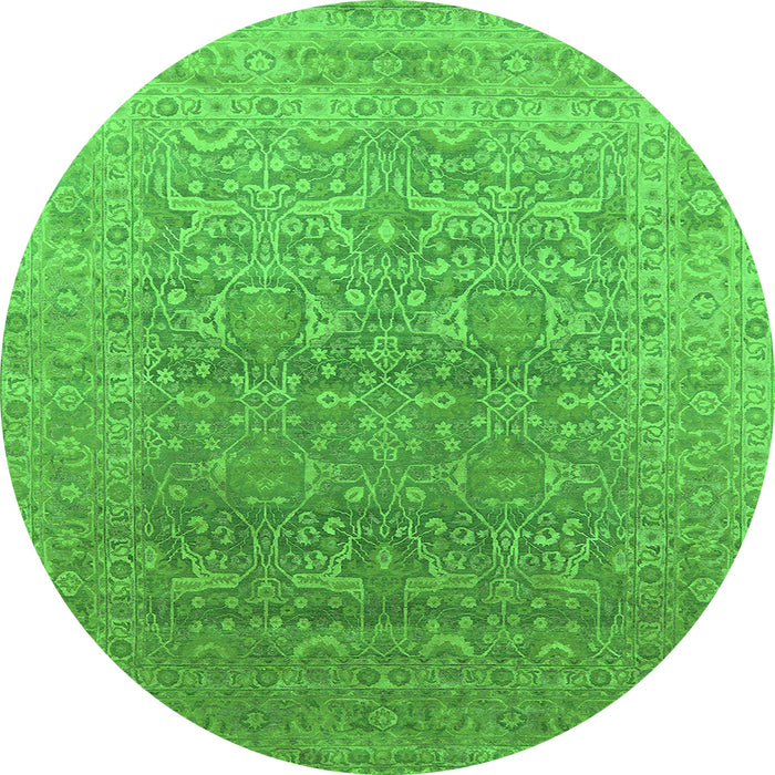 Round Oriental Green Industrial Rug, urb2091grn