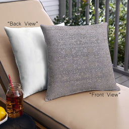 Front View of Mid-Century Modern Urban Square Silver Pink Throw Pillow, 18 inch by 18 inch, pwurb2091