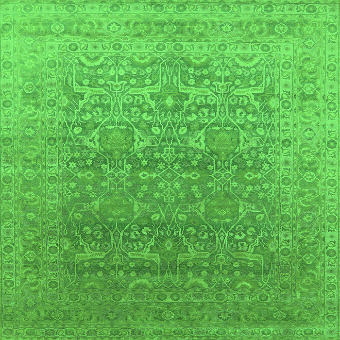 Square Machine Washable Oriental Green Industrial Area Rugs, wshurb2091grn