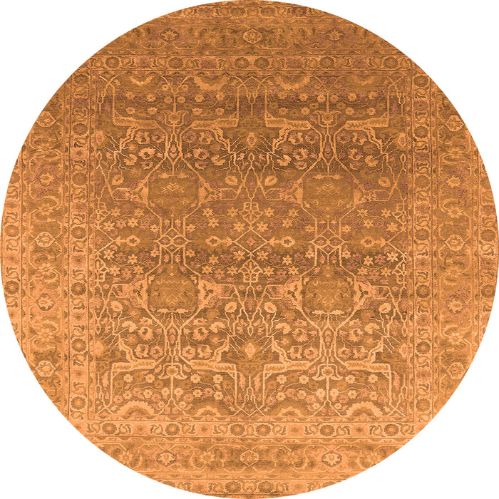 Round Oriental Orange Industrial Rug, urb2091org