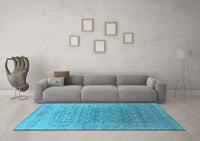 Machine Washable Oriental Light Blue Industrial Rug, wshurb2091lblu