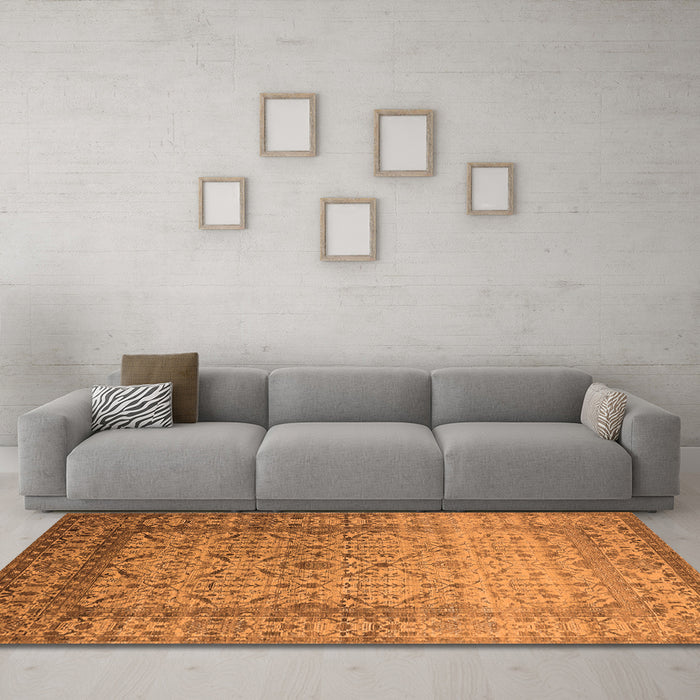 Machine Washable Oriental Orange Industrial Area Rugs in a Living Room, wshurb2092org