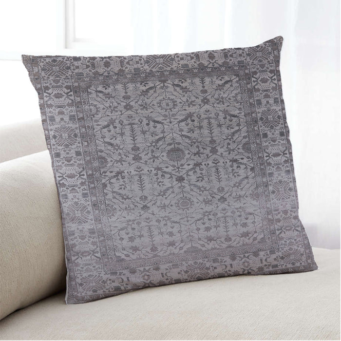 Lifestyle Image of Mid-Century Modern Urban Square Cloudy Gray Throw Pillow, 18 inch by 18 inch, pwurb2092