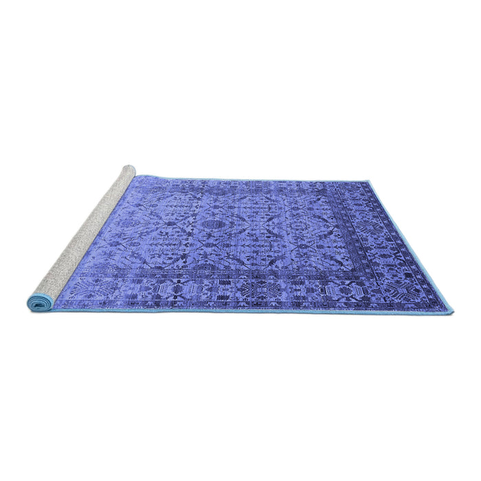 Sideview of Machine Washable Oriental Blue Industrial Rug, wshurb2092blu