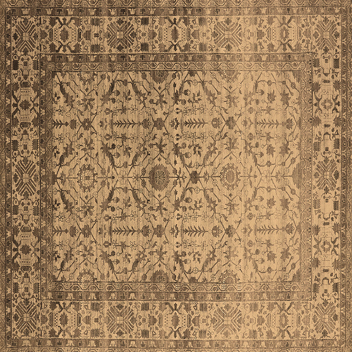 Square Machine Washable Oriental Brown Industrial Rug, wshurb2092brn