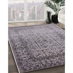 Mid-Century Modern Cloudy Gray Oriental Rug in Family Room, urb2092