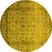 Round Oriental Yellow Industrial Rug, urb2092yw