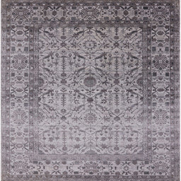 Square Mid-Century Modern Cloudy Gray Oriental Rug, urb2092