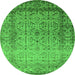 Round Oriental Green Industrial Rug, urb2092grn