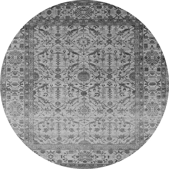 Round Oriental Gray Industrial Rug, urb2092gry
