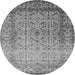 Round Oriental Gray Industrial Rug, urb2092gry