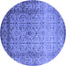 Round Oriental Blue Industrial Rug, urb2092blu