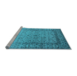 Sideview of Machine Washable Oriental Light Blue Industrial Rug, wshurb2092lblu