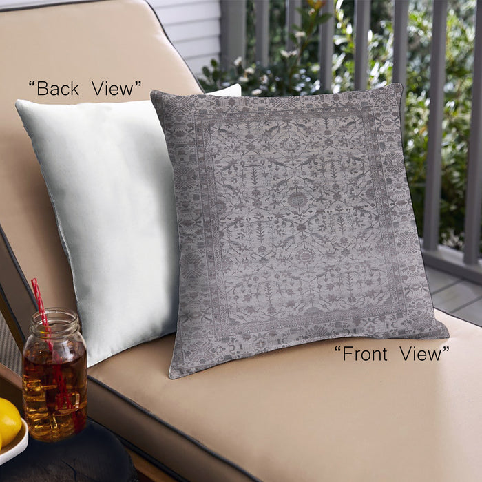Front View of Mid-Century Modern Urban Square Cloudy Gray Throw Pillow, 18 inch by 18 inch, pwurb2092