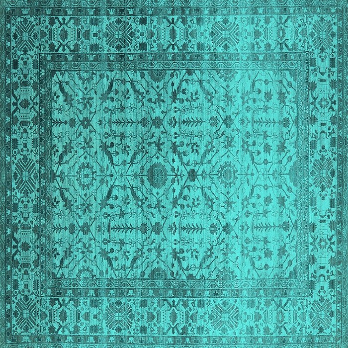 Square Oriental Turquoise Industrial Rug, urb2092turq