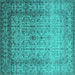 Square Oriental Turquoise Industrial Rug, urb2092turq