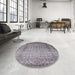 Round Machine Washable Industrial Modern Cloudy Gray Rug in a Office, wshurb2092