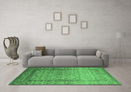 Machine Washable Oriental Emerald Green Industrial Area Rugs in a Living Room,, wshurb2092emgrn