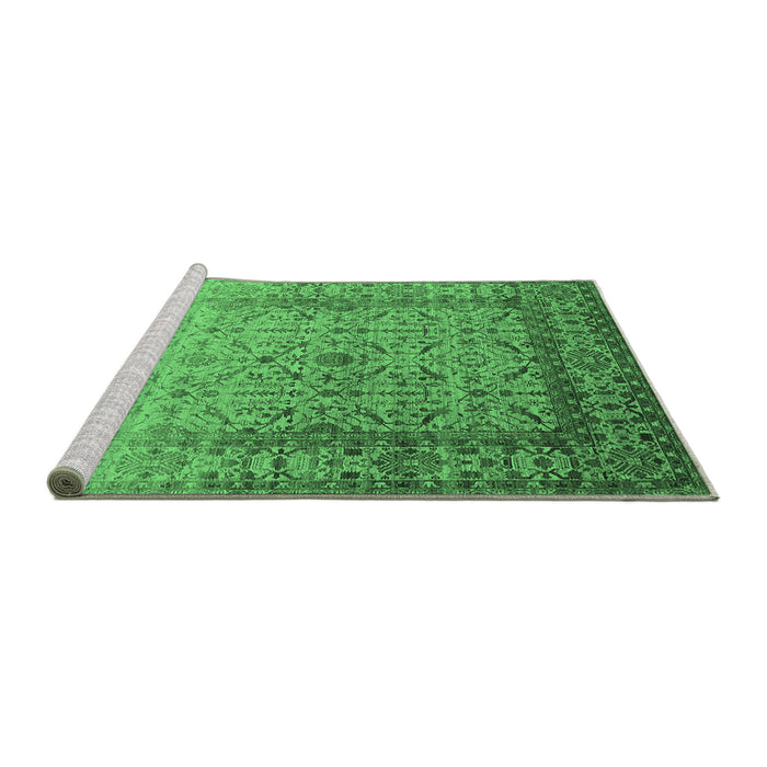 Sideview of Machine Washable Oriental Emerald Green Industrial Area Rugs, wshurb2092emgrn