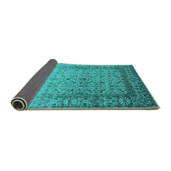 Sideview of Oriental Turquoise Industrial Rug, urb2092turq