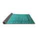 Sideview of Oriental Turquoise Industrial Rug, urb2092turq