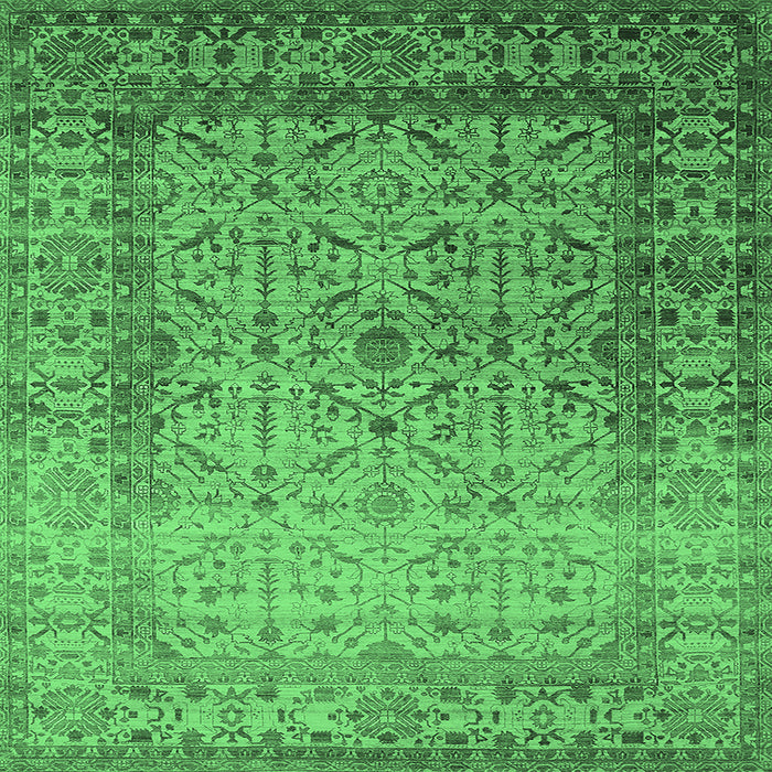 Square Machine Washable Oriental Emerald Green Industrial Area Rugs, wshurb2092emgrn