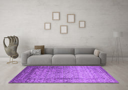 Machine Washable Oriental Purple Industrial Area Rugs in a Living Room, wshurb2092pur
