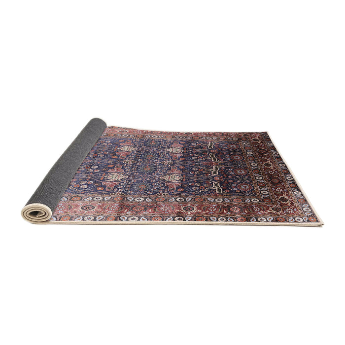 Sideview of Mid-Century Modern Maroon Purple Oriental Rug, urb2093
