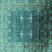 Square Oriental Turquoise Industrial Rug, urb2093turq