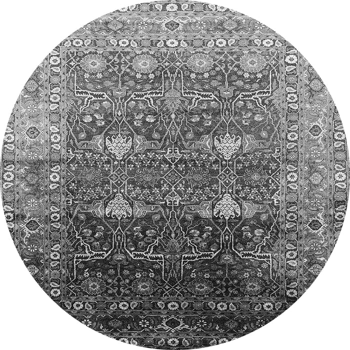 Round Oriental Gray Industrial Rug, urb2093gry
