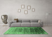 Machine Washable Oriental Emerald Green Industrial Area Rugs in a Living Room,, wshurb2093emgrn