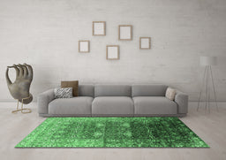 Machine Washable Oriental Emerald Green Industrial Area Rugs in a Living Room,, wshurb2093emgrn